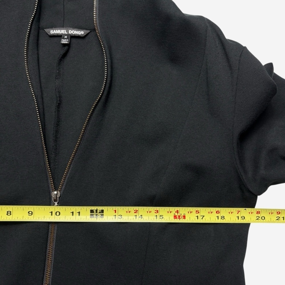 Samuel Dong Knit Flared Swirl Dress Or Duster Size M Full Zip Front Black - Picture 4 of 8